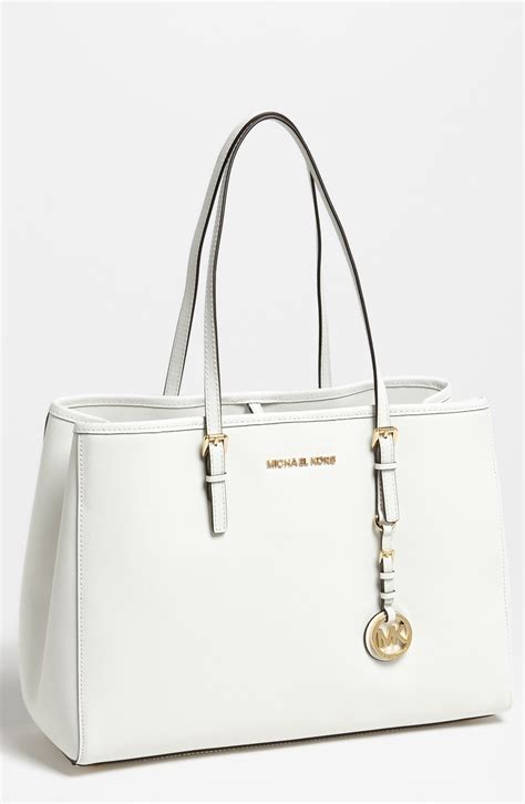 michael kors optic white purse|michael kors white tote bag.